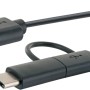 Schwarzes Schwaiger USB-Kabel: USB-C auf Micro-USB, 1m, zum Laden und Synchronisieren.