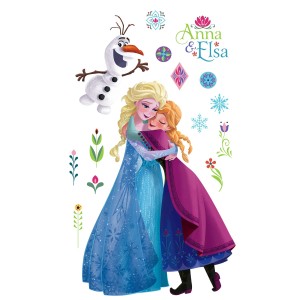 Disney Wandtattoo: Elsa, Anna und Olaf im Sommer, blau-lila, 127x200 cm. Ideal für Kinderzimmer.
