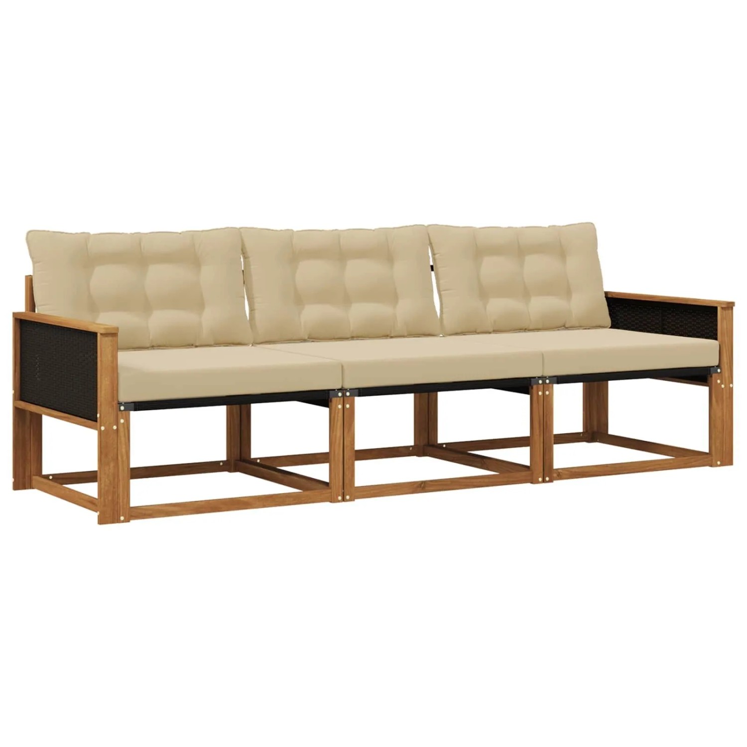 vidaXL Outdoor-Sofagarnitur mit Kissen 3 Stk Natur und Beige 3381209