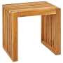 Heller Akazienholz Hocker BELLANO mit Lattenstruktur, Teil eines Gartenmöbel-Sets. Robustes Design für Garten & Terrasse.