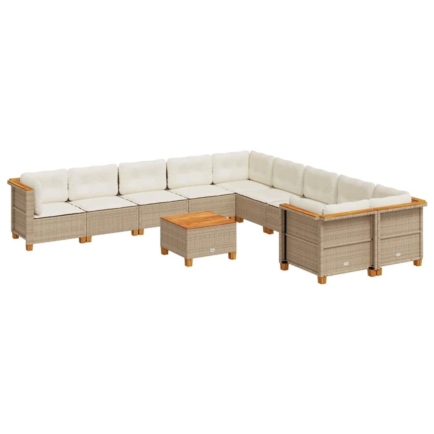vidaXL 11-Tlg Garten-Sofagarnitur mit Kissen Beige Poly Rattan 3262051 günstig online kaufen