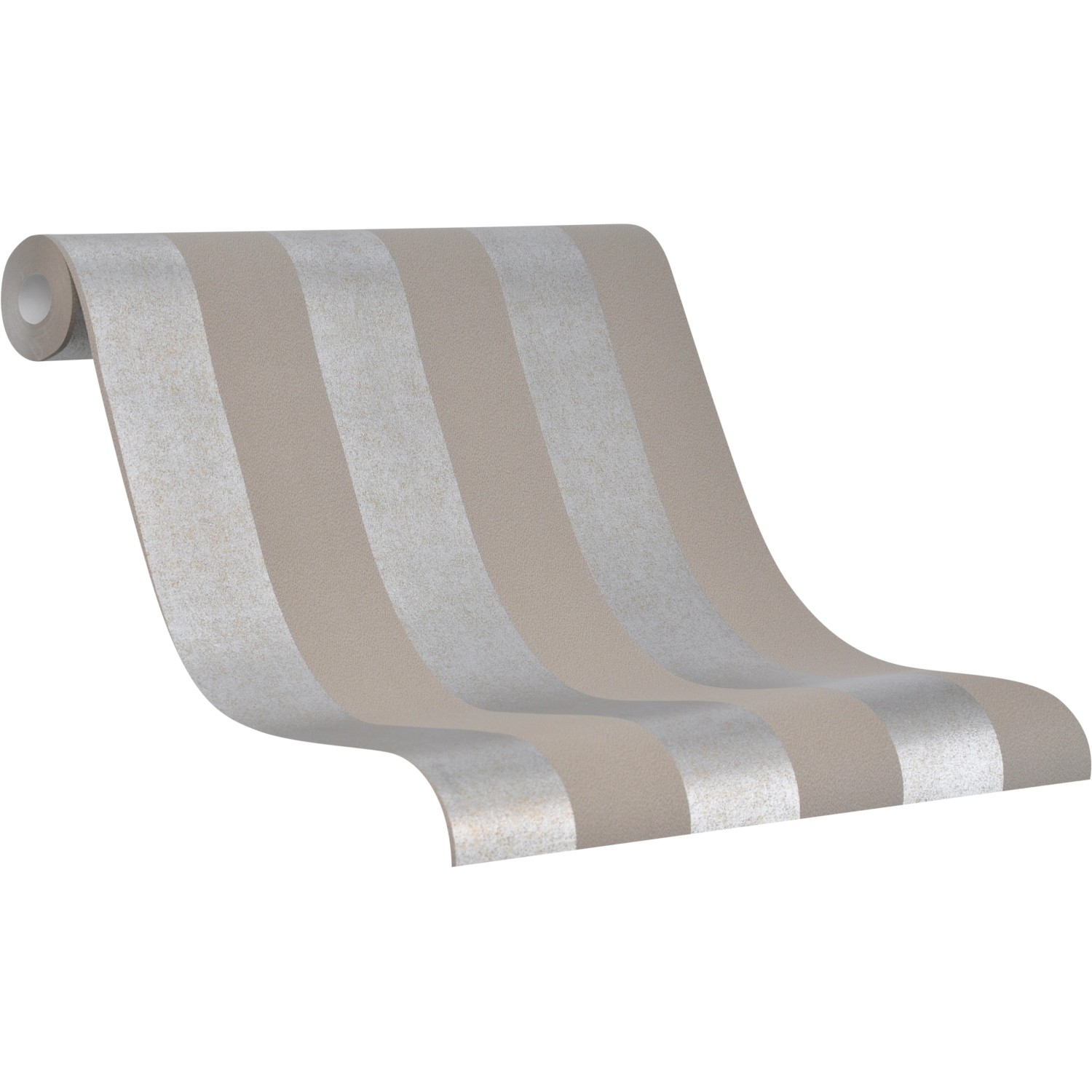 Marburg Vliestapete mit Streifen in Braun und Silber, Rollenansicht.