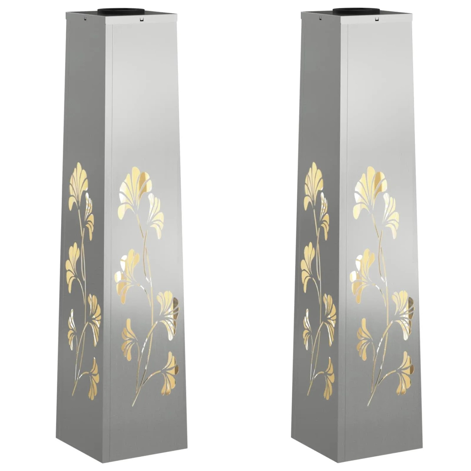 vidaXL Solar LED Weg Licht 2 Stk Silber Galvanisiertes Stahl 879763
