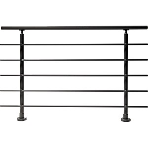 Dieda Geländerset aus Aluminium in Anthrazit mit waagerechten Rundstäben.