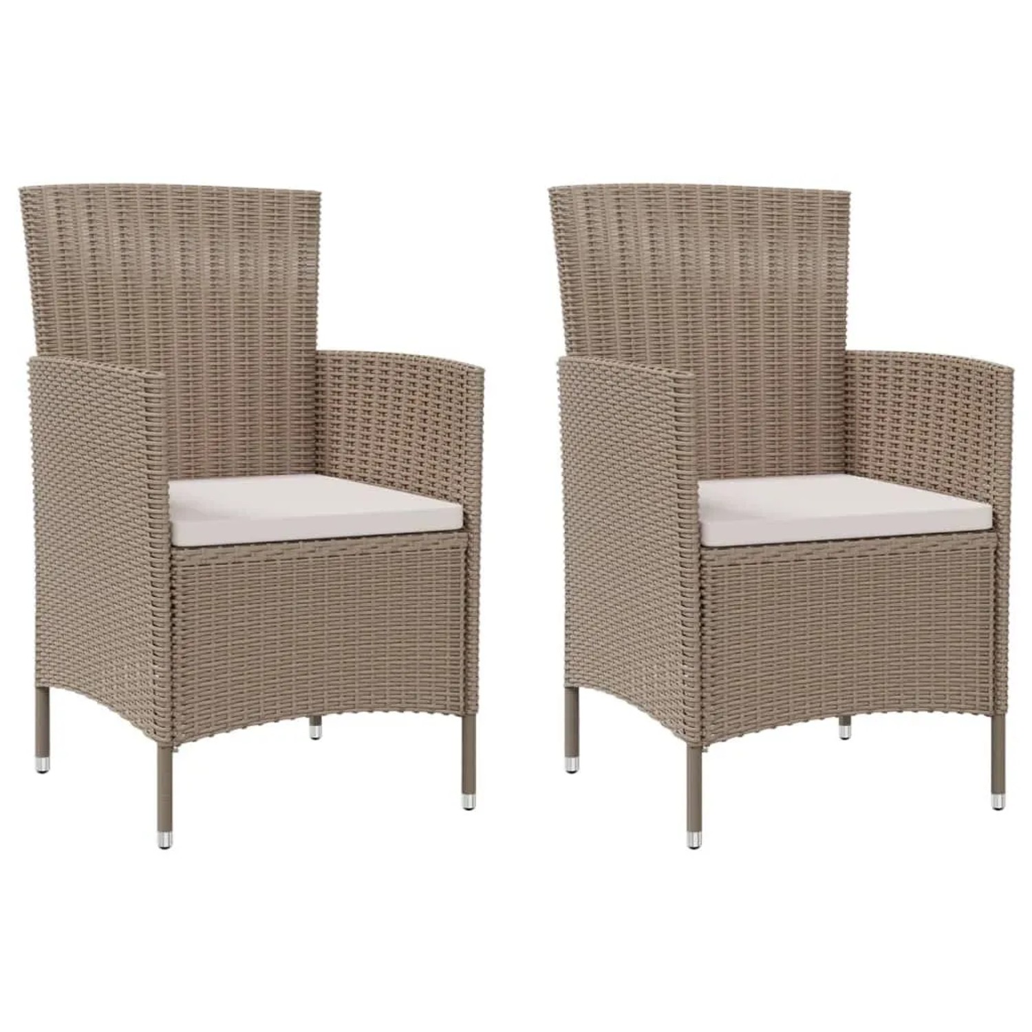 Furnicato Gartenstühle 2er Set Poly Rattan Mit Kissen 61x60x88 Cm Beige