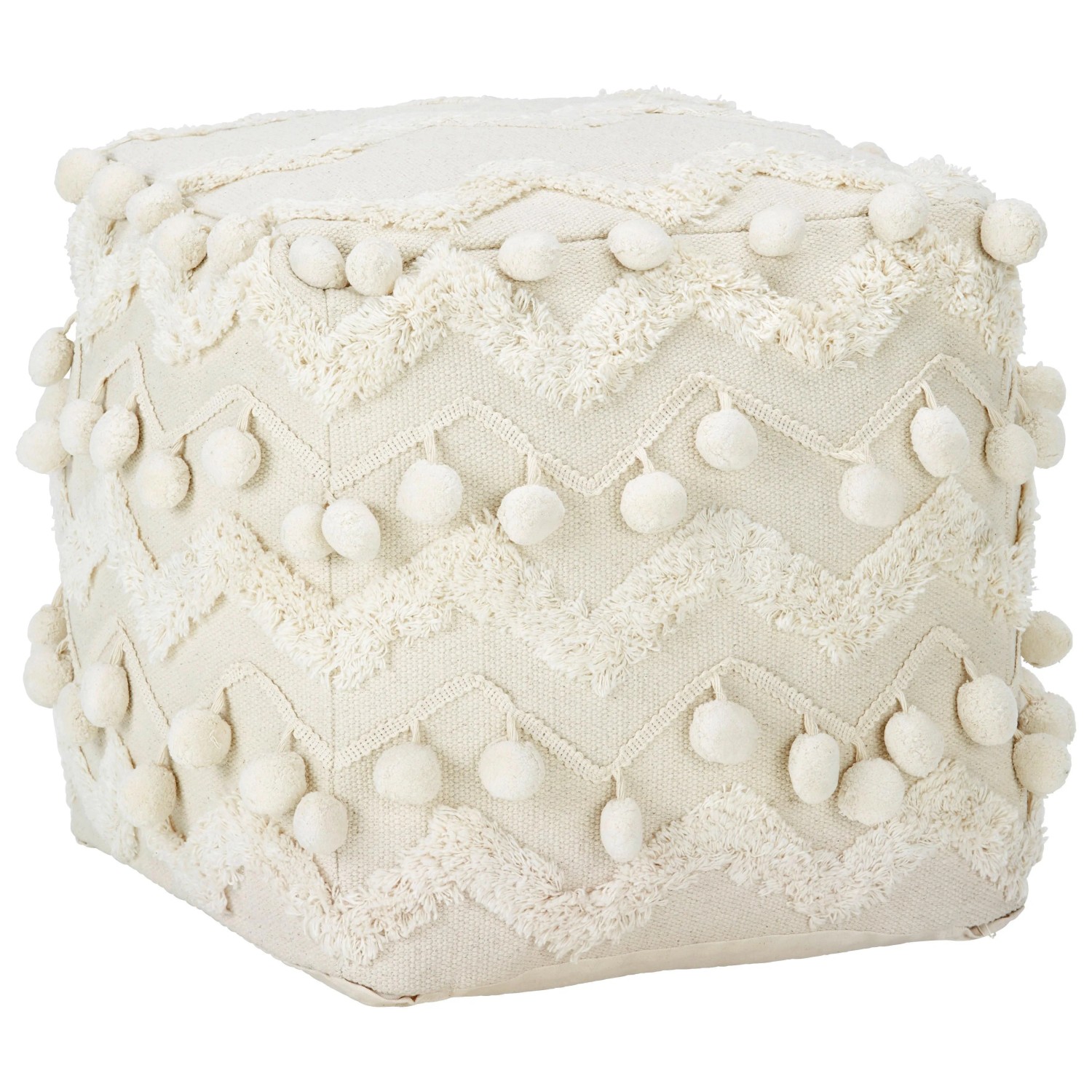 Zandiara Pouf POMPOM Pompom in Creme ca. 45x45x45cm