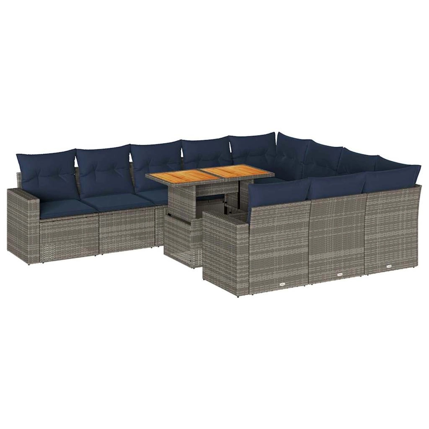 vidaXL 11-Tlg Garten-Sofagarnitur mit Kissen Grau Poly Rattan 3327092 günstig online kaufen