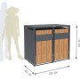 Westmann Mülltonnenbox Varius 2 Anthrazit, Holzoptik, für 2 Mülltonnen. Maße 132x80x116 cm. Moderne Mülltonnenverkleidung.