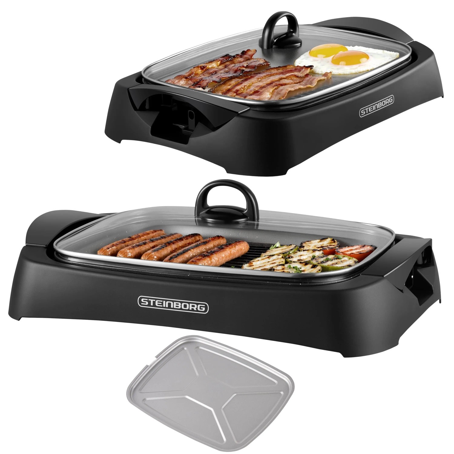 Steinborg SB-2160 Tischgrill mit Antihaftplatte Fettauffangschale