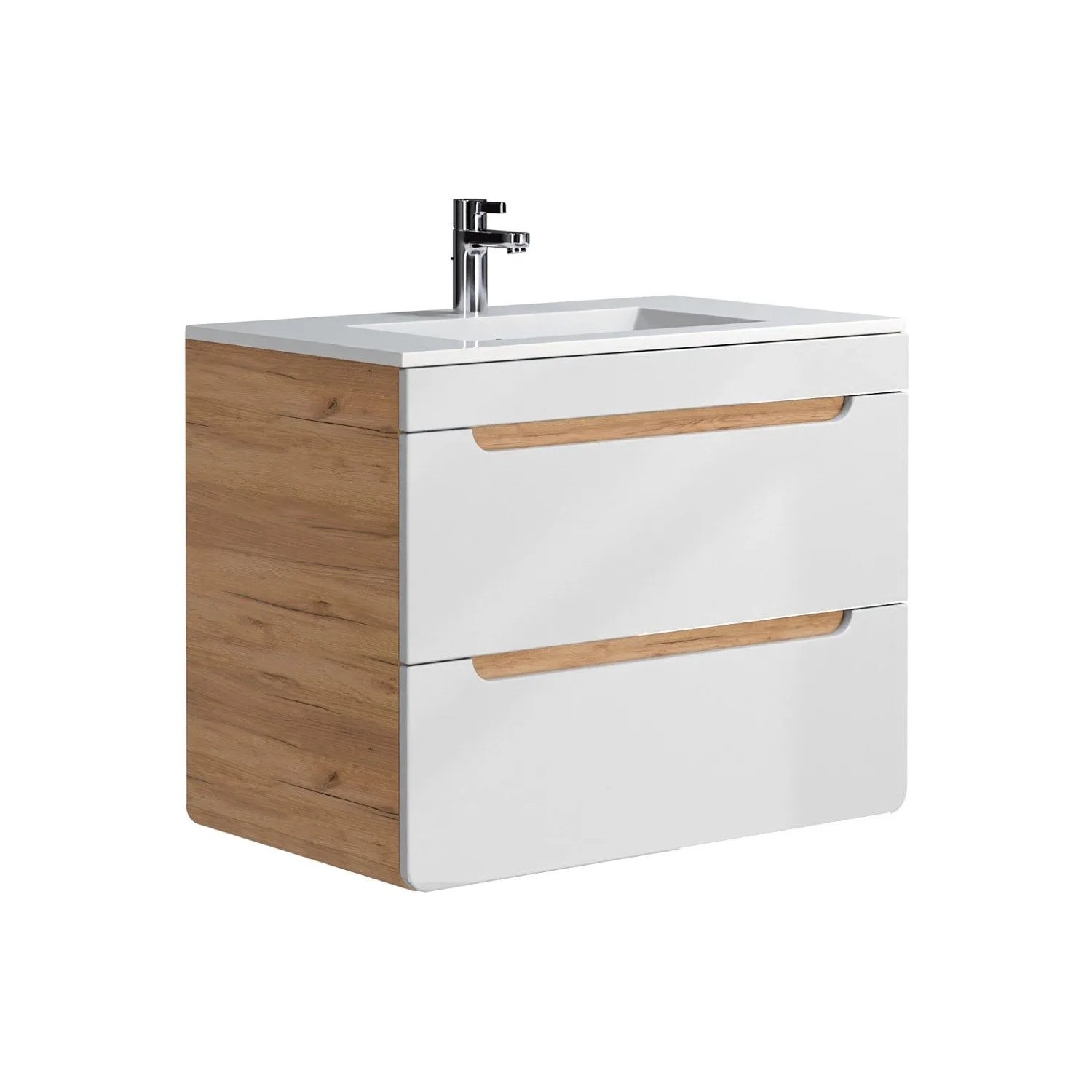 Vente-unique Einzelwaschtisch Aruba Naturfarben Hell  Weiß 80 cm