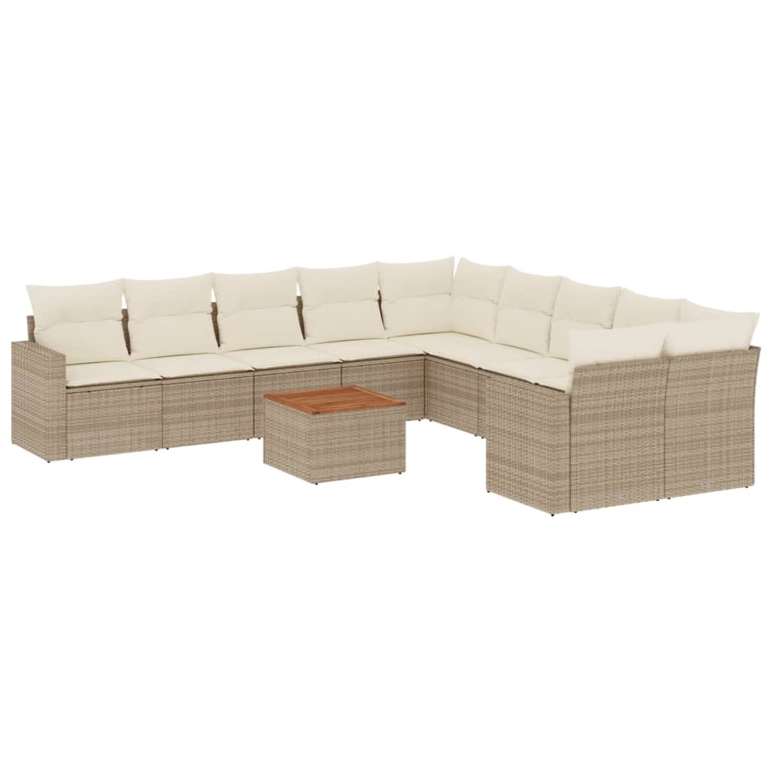 vidaXL 11-Tlg Garten-Sofagarnitur mit Kissen Beige Poly Rattan 3256646 günstig online kaufen