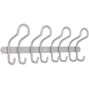 Siro Hakenleiste mit 8 Haken aus Metall in Aluminiumoptik, 400 mm lang.