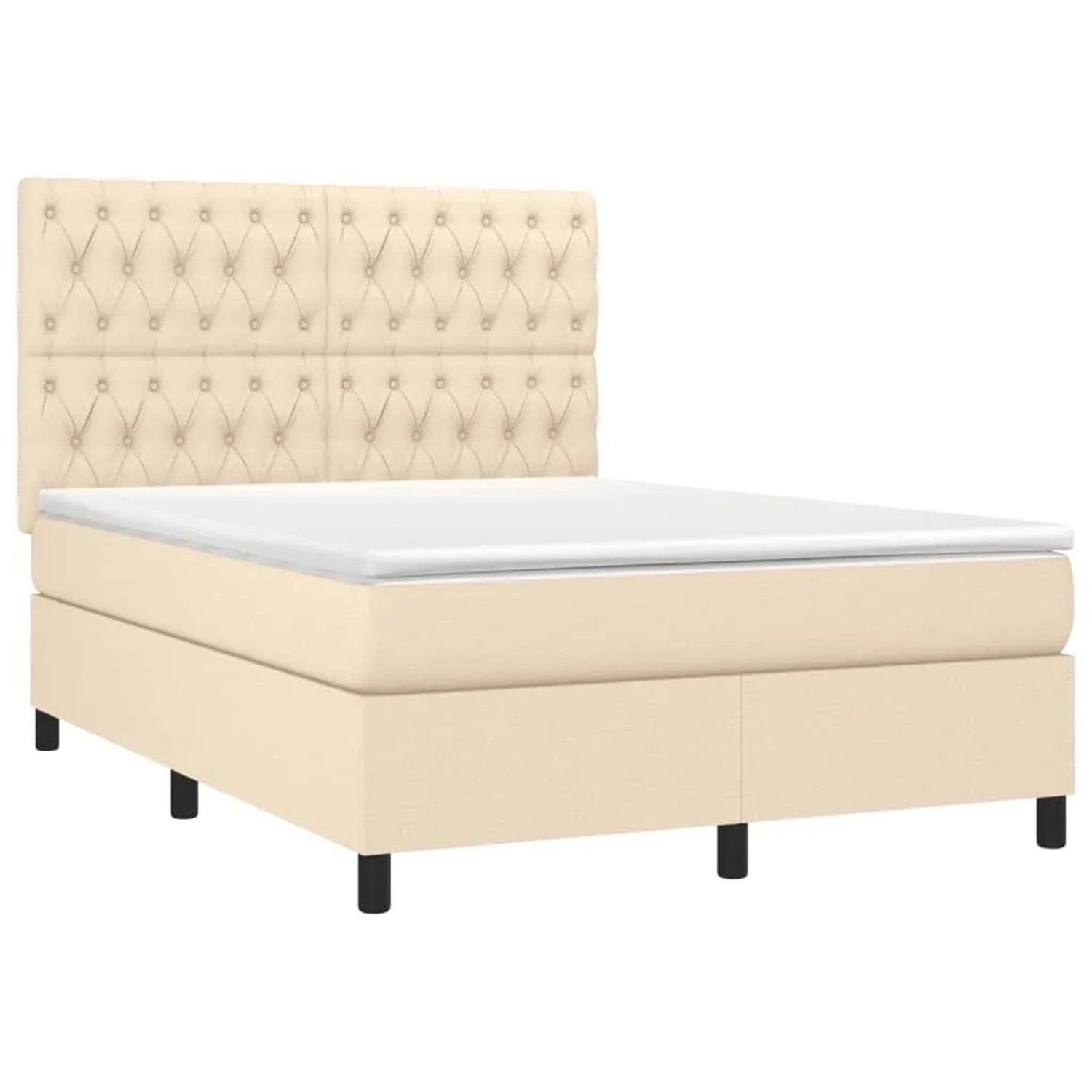 vidaXL Boxspringbett mit Matratze Creme 140x190 cm Stoff 3142014