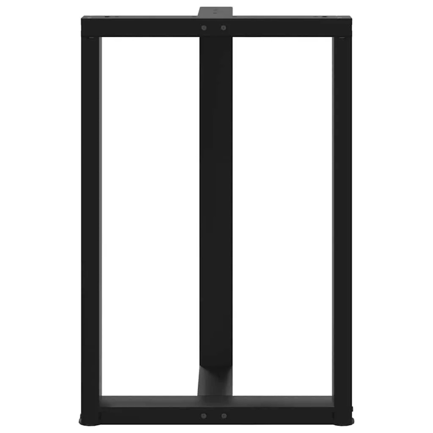 Zwei schwarze, T-förmige vidaXL Bartischbeine aus Stahl, 60x35x90 cm.