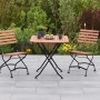 Merxx Schlossgarten Gartenmöbel-Set, 3-teilig: Klapptisch (75x75 cm) und 2 Klappstühle aus Eukalyptusholz und Stahl.