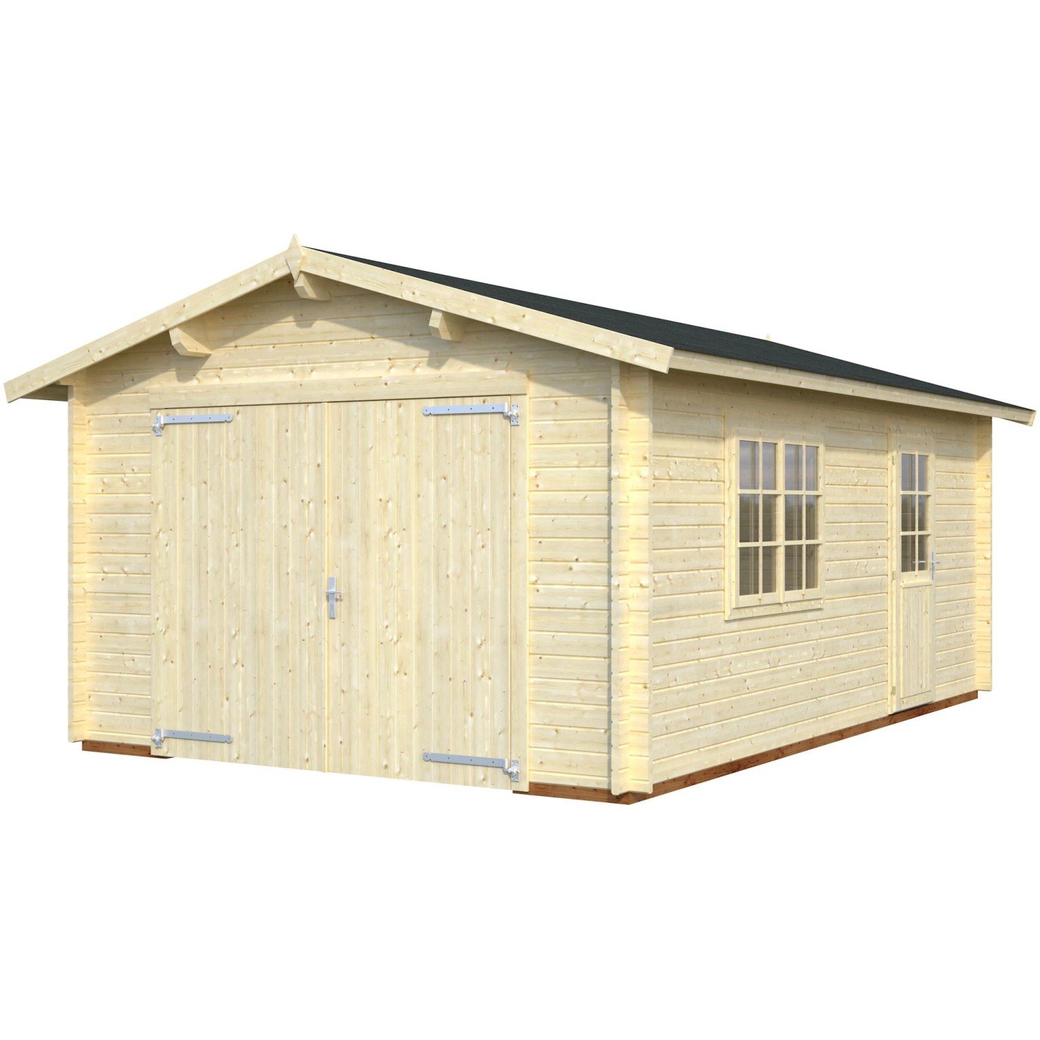 Palmako Holzgarage Roger mit Holztor Natur 360 cm x 550 cm