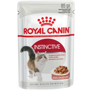 Royal Canin Instinctive Katzen-Nassfutter in Soße, 85g Portionsbeutel.