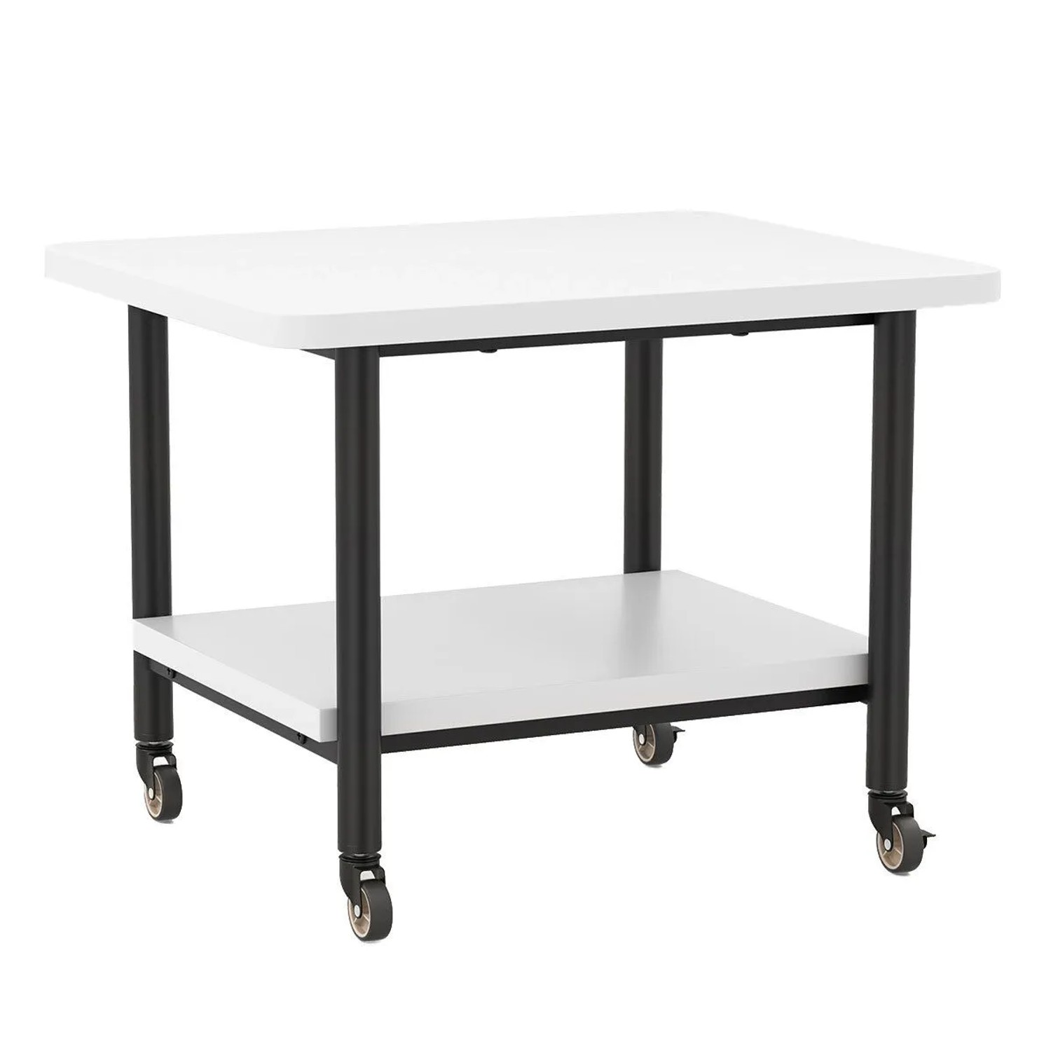 Costway Druckertisch mit Rollen 2 Ebenen Ganzweiß 49 x 40 x 38 cm