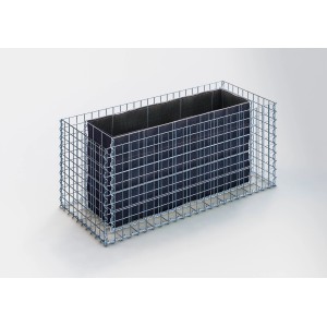 Gabiona Hochbeet, eckig, 50x120x50 cm, Maschenweite 5x5 cm. Drahtkorb für Steine, bepflanzbarer Innenbereich.