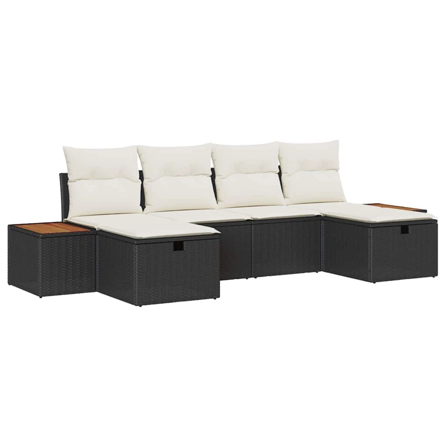 vidaXL Garten-Sofa-Set mit Kissen 6-Tlg Schwarz Poly Rattan 3359649 günstig online kaufen