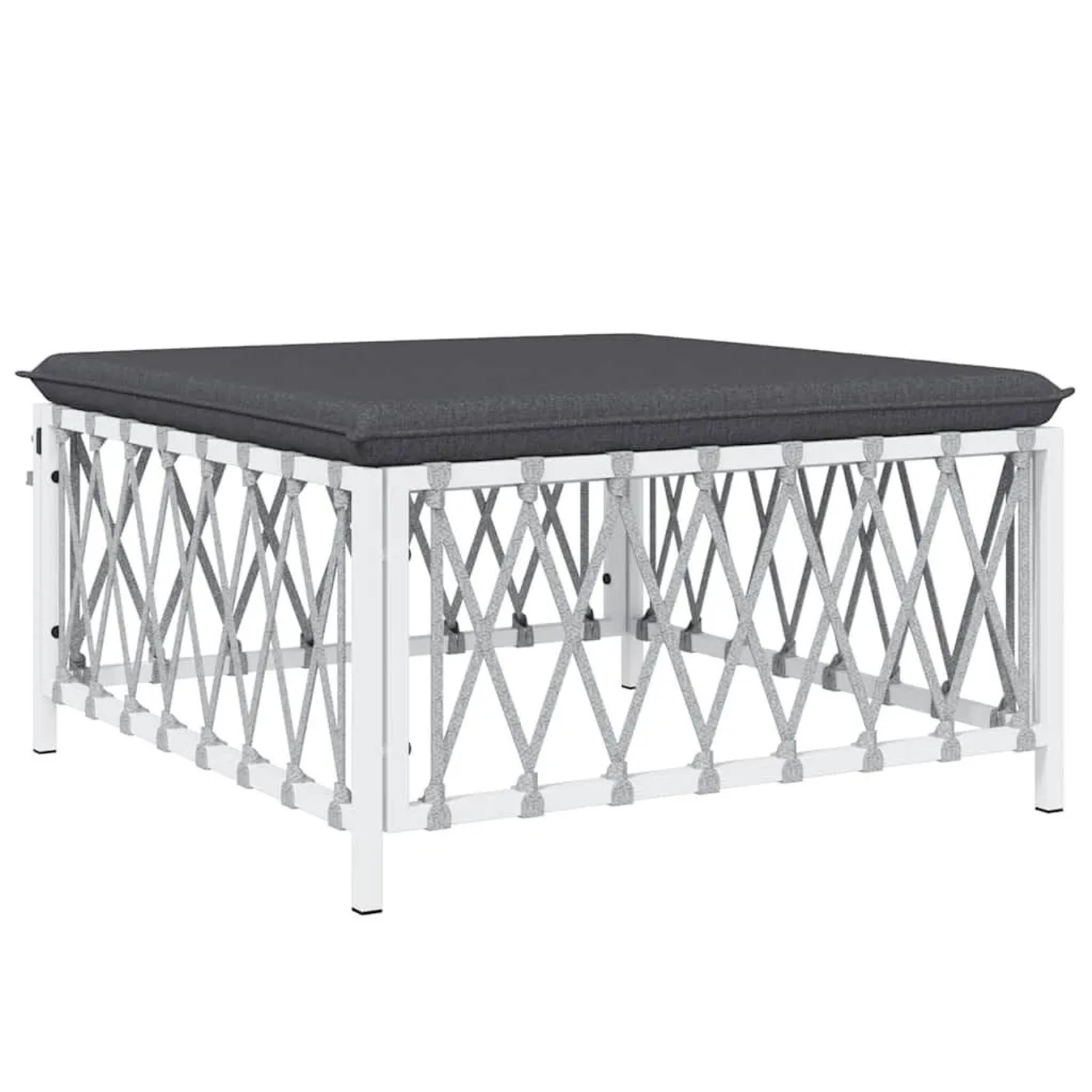 vidaXL Gartenhocker mit Kissen Weiß Gewebe 364140