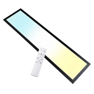 LUXULA LITEQ LED Panel 100x25cm 40W 4400lm UGR19 CCT Dimmbare Büroleuchte Fernbedienung 3000K bis 6500K Warm- Kaltweiß Aufbaupanel Schwarz