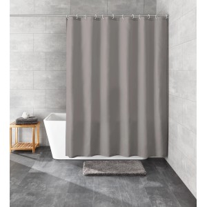 Kleine Wolke Duschvorhang Kito, 180x200 cm, Schiefergrau, im Badezimmer.