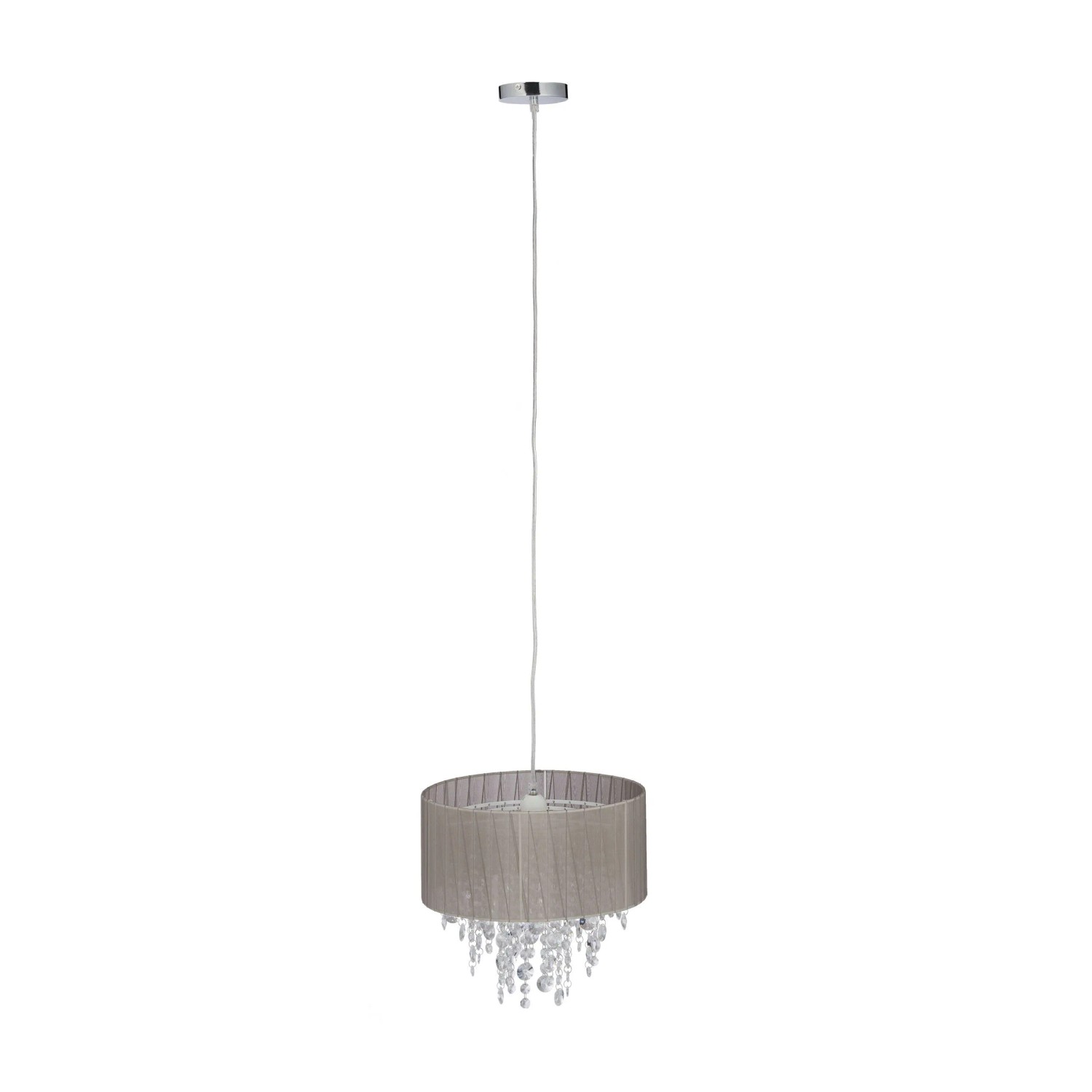 Relaxdays Hängelampe Organza Grau mit Kristall 129 cm x 32 cm 850 g