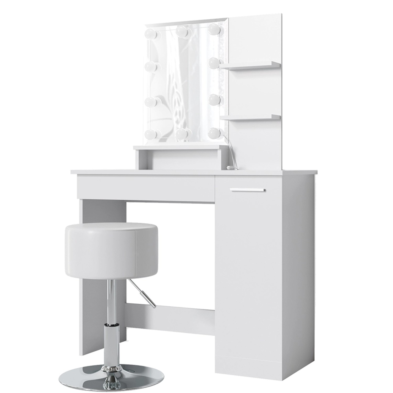 Vicco Schminktisch Julia Weiß 90 cm mit LED Beleuchtung und Hocker günstig online kaufen
