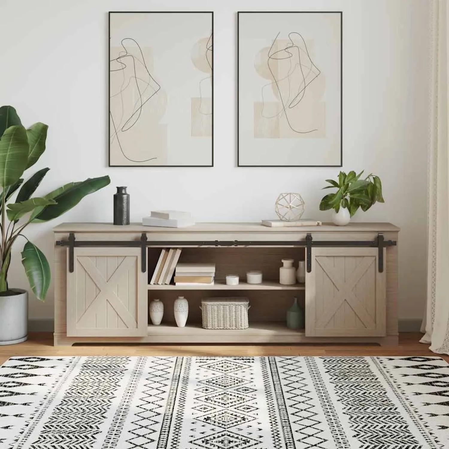 vidaXL Schiebetürbeschlag Set 183cm für Schranktüren aus Karbonstahl, schwarz.