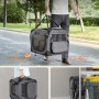 Graue Feandrea Hundebox (60x42x42 cm) mit Tragegriffen und Netzfenstern für einfachen Transport.