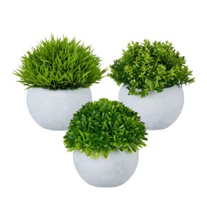 Relaxdays Kunstpflanzen im Topf Kunststoff Stein Grün Grau 3er Set 12 cm x ø 10 cm 0,25 kg