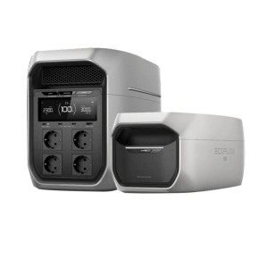 EcoFlow Powerstation Delta 3 Max Plus, grau, mit Display, 4 Steckdosen. LiFePO4 Power Station für Notstrom & Camping.