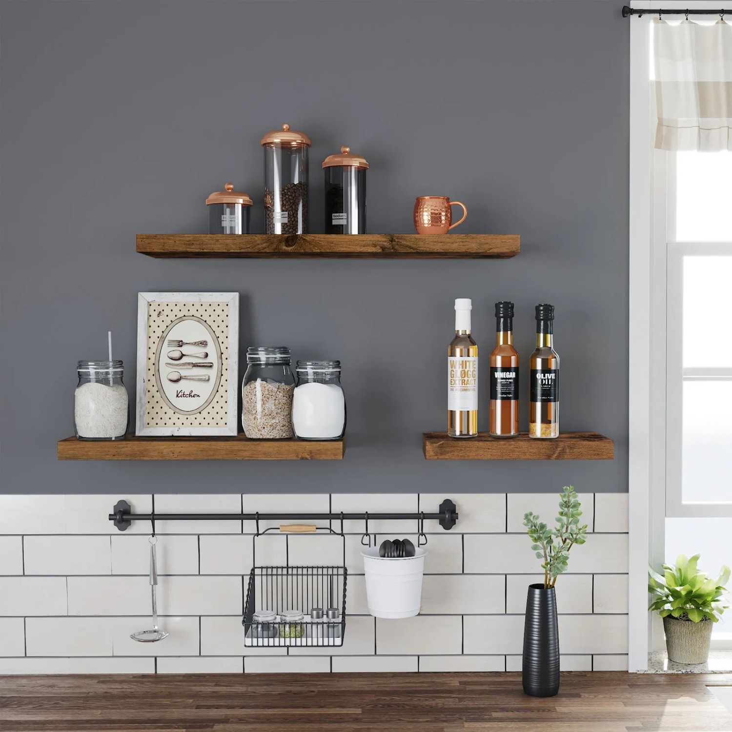 Produktbild von Vogue U201 Draht-Wandregal – 910x360 Mm, Robust & Praktisch Für Küche Und Gastro, Inkl. Halterungen, Max. 30 Kg Belastbarkeit