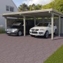 Weka Doppelcarport aus Holz mit PVC-Dach, geeignet für zwei Autos.