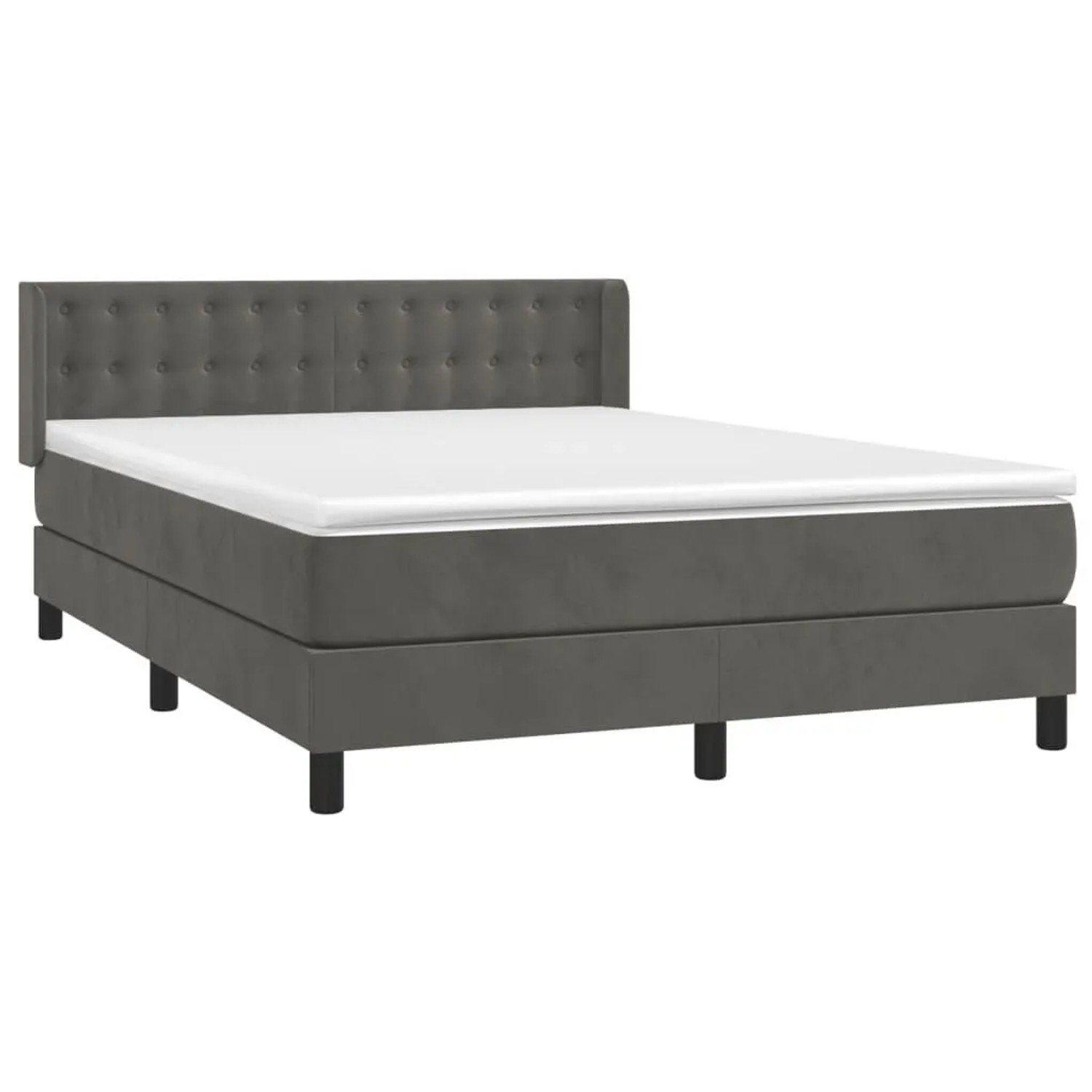 vidaXL Boxspringbett mit Matratze Dunkelgrau 140x200 cm Samt 3131202 günstig online kaufen