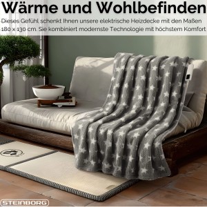 Steinborg SB-9524 Heizdecke mit Timer 9 Temperaturstufen 180x130 cm