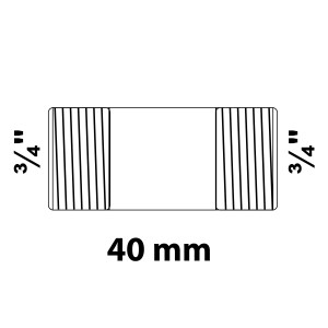 Kirchhoff Rohrdoppelnippel, 26,4 mm (3/4 AG) x 40 mm, verzinkt, für Temperguss-Fittings.