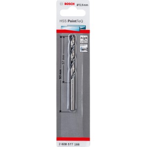 Bosch HSS-Spiralbohrer PointTeQ 5,5 mm, geeignet für Metallbohrungen.
