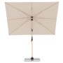 Rechteckiger, naturfarbener Doppler Ampelschirm Alu Wood 300x220 cm mit Kurbel und Holzoptik.