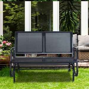 Outsunny Schaukelstuhl 2-Sitzer, schwarz, Metall, für entspannte Stunden im Garten.