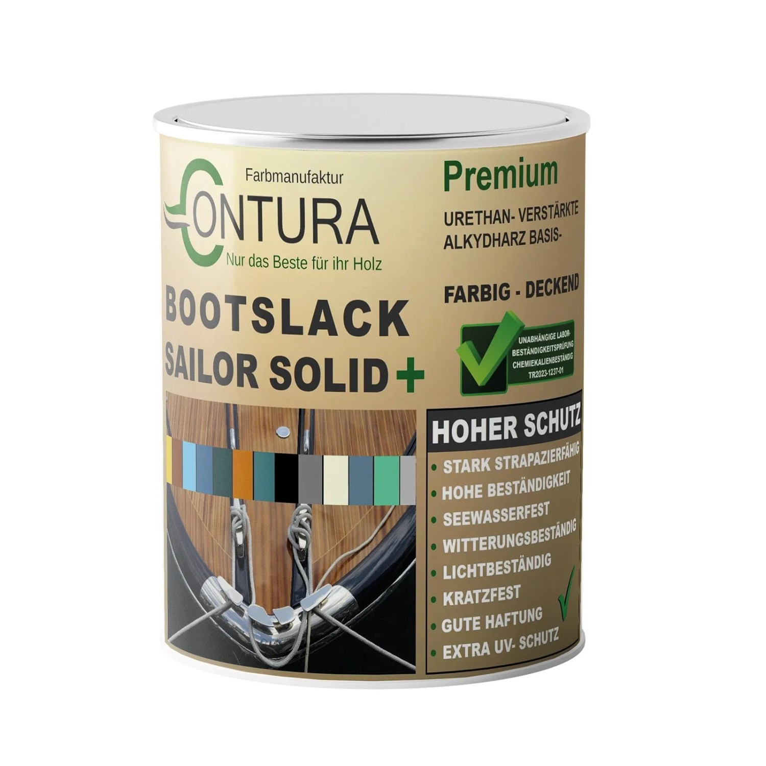 Contura Bootslack Farbig Yacht Buntlack Metall Holz GFK Boot Glänzend 1 Liter Schwedenrot RAL 3009 Analog