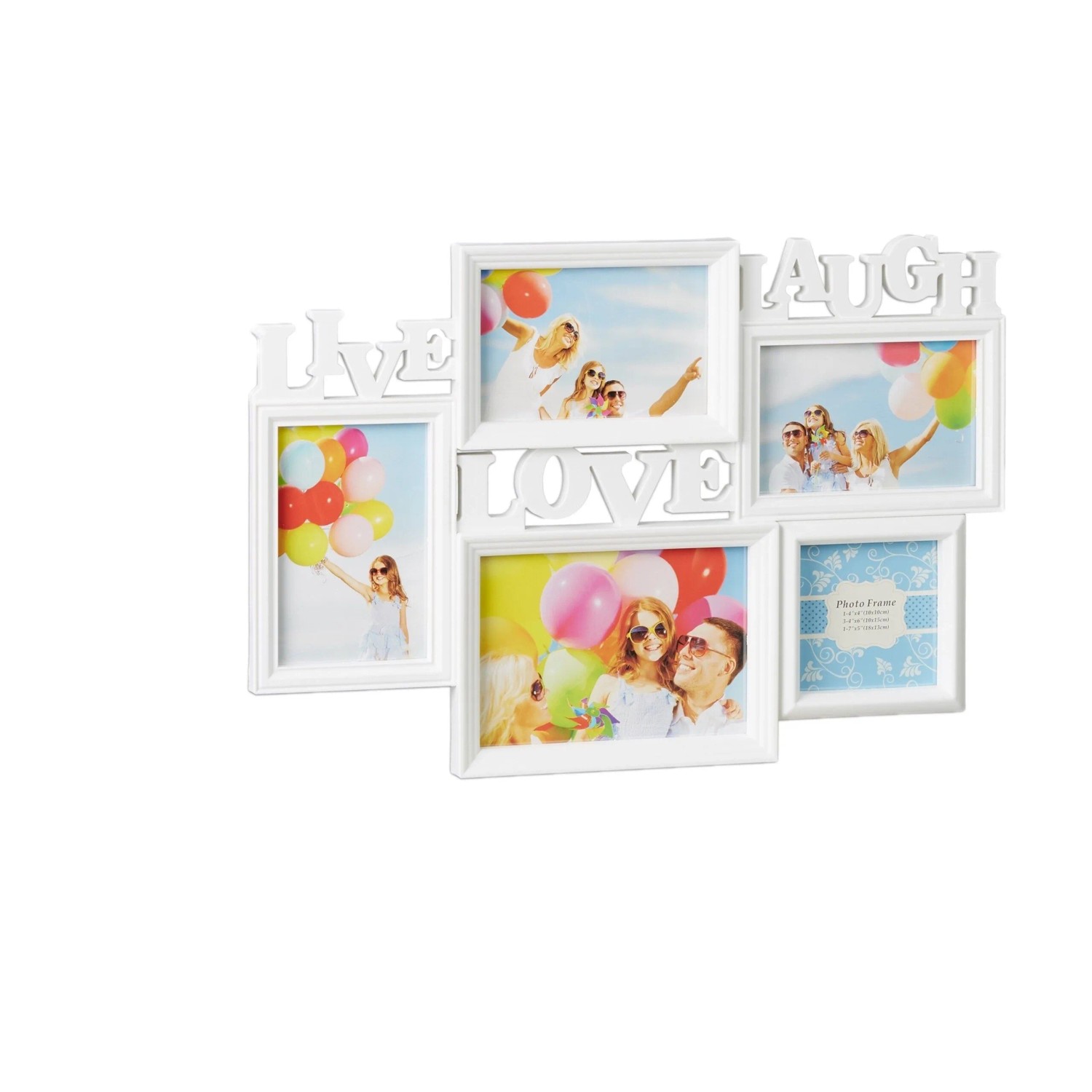 Relaxdays Bilderrahmen Kunststoff Weiß Zum Hängen Für 5 Fotos 31 cm x 45,5 cm x 2 cm 500 g