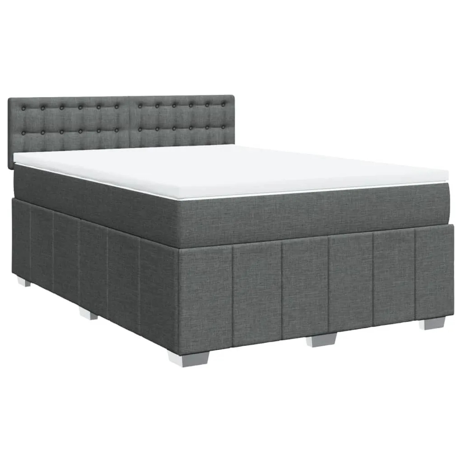 vidaXL Boxspringbett mit Matratze Dunkelgrau 140x190 cm Stoff 3289378