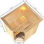 Woodfeeling Sauna Antonia mit Bio-Ofen und LED-Dachkranz, Ansicht von oben mit Maßen.