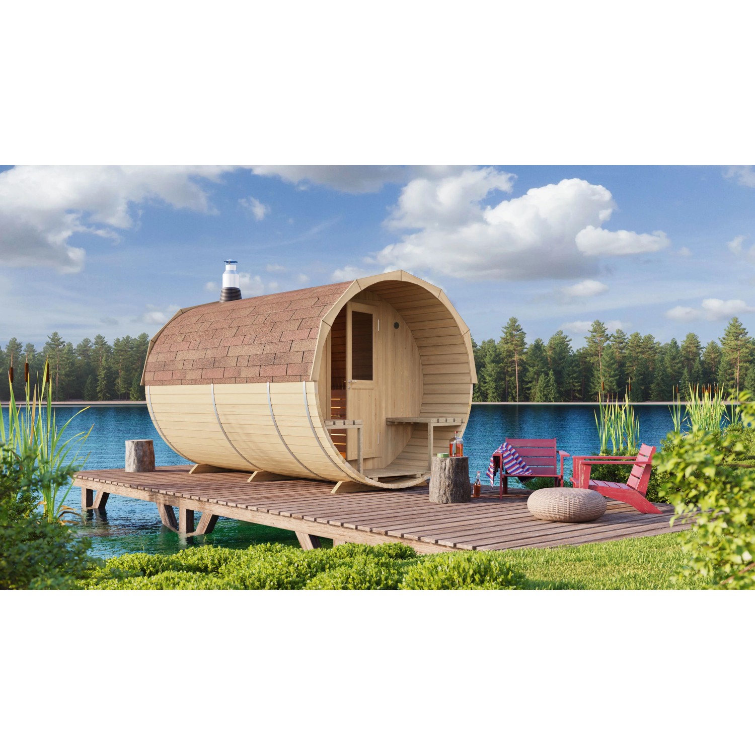Fjordholz Fass-Sauna Jona Fichtenholz