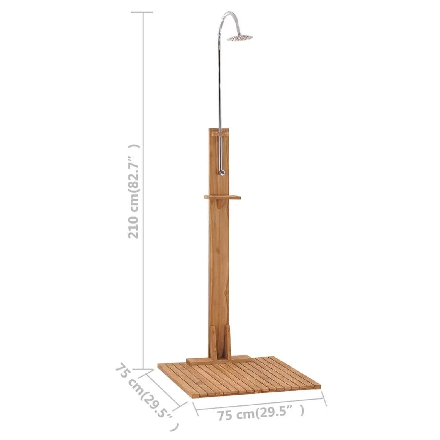vidaXL Gartendusche 75x75x210 cm Massivholz Teak 312276_10
