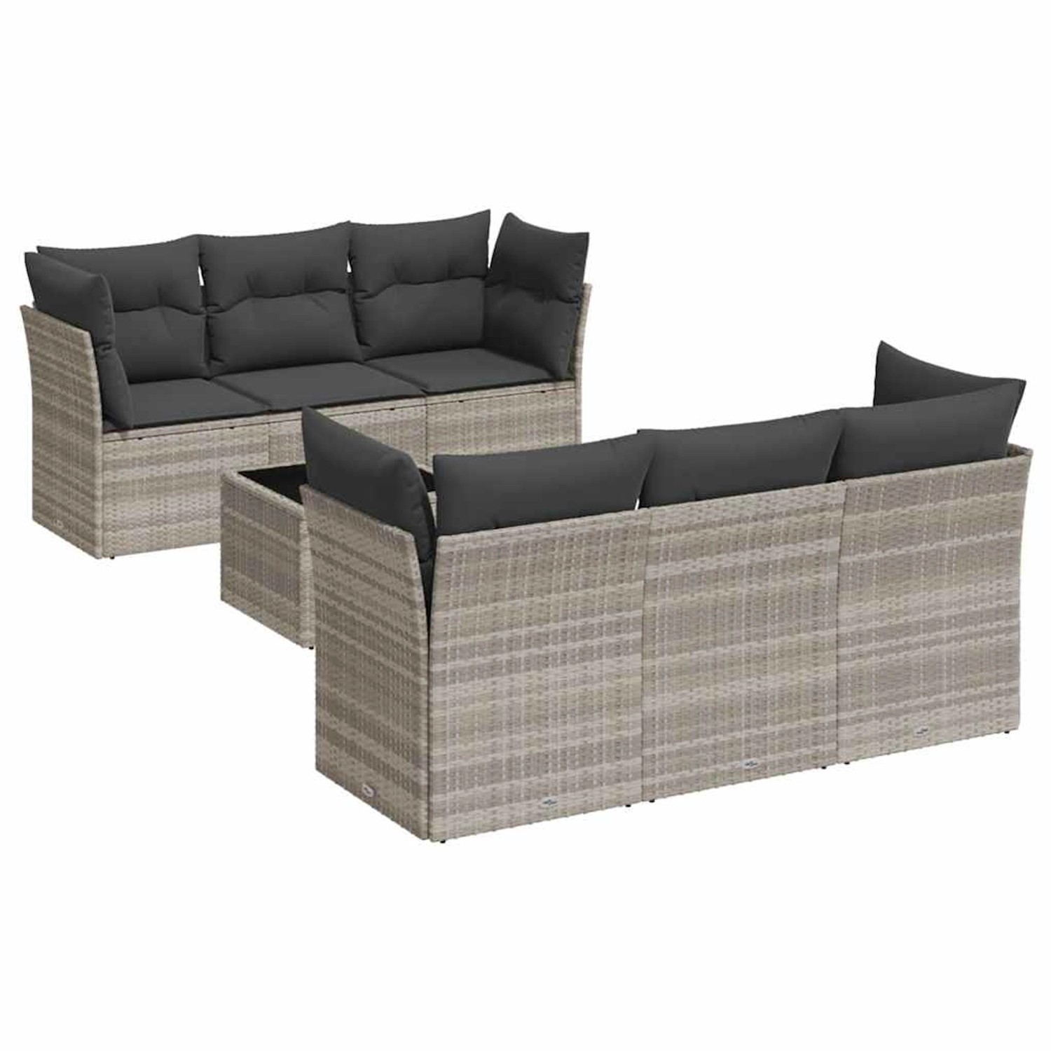 vidaXL 7-Tlg Garten-Sofagarnitur mit Kissen Hellgrau Poly Rattan 3217262 günstig online kaufen