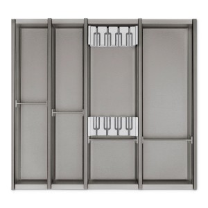 SOTECH Cuisio Besteckeinsatz 55mm Transluzent Graphitgrau mit Messerblock Für Blum Legrabox 473mm mit Korpusbreite 600mm