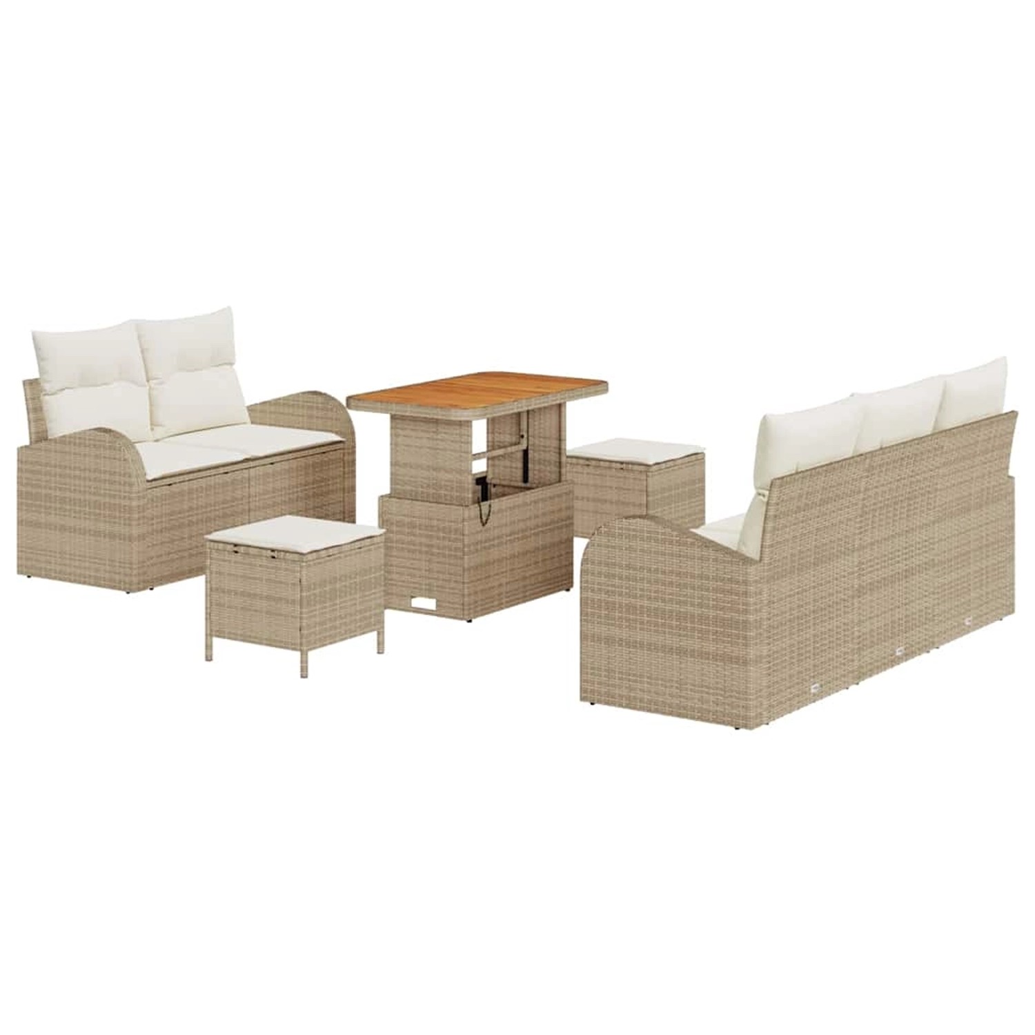 vidaXL Garten-Sofa-Set 8-Tlg Beige Poly Rattan 3362341 günstig online kaufen